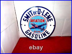 Vintage Smith-o-lene Aviation? Airplane Gasoline 11 3/4 Porcelain Metal Sign