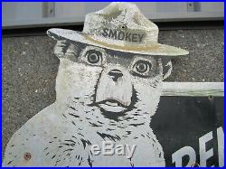 Vintage Smokey The Bear Metal Forest Service Sign Very Large Over 7' Tall