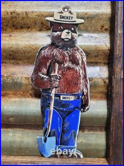Vintage Smokey The Bear Porcelain Sign Old Us Forest Service National Park Fire