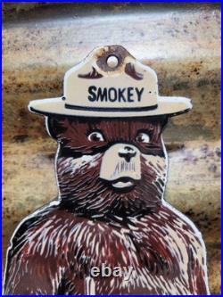 Vintage Smokey The Bear Porcelain Sign Old Us Forest Service National Park Fire