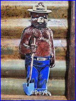 Vintage Smokey The Bear Porcelain Sign Old Us Forest Service National Park Fire