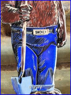 Vintage Smokey The Bear Porcelain Sign Old Us Forest Service National Park Fire
