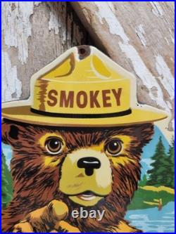 Vintage Smokey The Bear Porcelain Sign Rare Old Forest Service Us National Park