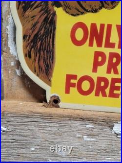 Vintage Smokey The Bear Porcelain Sign Rare Old Forest Service Us National Park