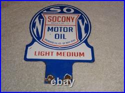 Vintage Socony Standard Oil Company O New York 10 Porcelain Metal Gasoline Sign