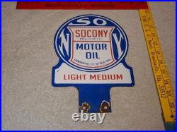 Vintage Socony Standard Oil Company O New York 10 Porcelain Metal Gasoline Sign
