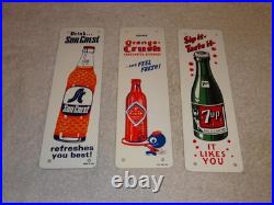 Vintage Soda Collection Of 5 Metal & Porcelain Sign Orange Crush 7up Squirt Kayo