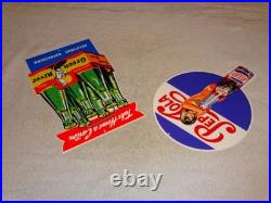 Vintage Soda Sign Lot Of 2 Green River Mermaid Pepsi Cola Woman Metal Gas & Oil