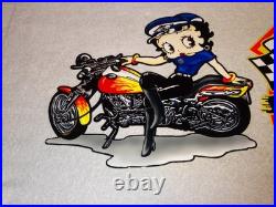Vintage Speed Shop Motorcycle Betty Boop 11 3/4 Metal Gas Advertising Sign Lot
