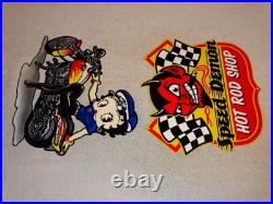 Vintage Speed Shop Motorcycle Betty Boop 11 3/4 Metal Gas Advertising Sign Lot