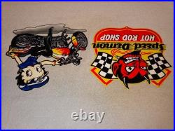 Vintage Speed Shop Motorcycle Betty Boop 11 3/4 Metal Gas Advertising Sign Lot
