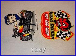 Vintage Speed Shop Motorcycle Betty Boop 11 3/4 Metal Gas Advertising Sign Lot