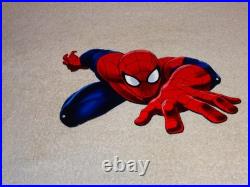 Vintage Spiderman Movie Tv Show Die-cut Flying Spider Man 12 Metal Gas Oil Sign