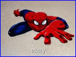 Vintage Spiderman Movie Tv Show Die-cut Flying Spider Man 12 Metal Gas Oil Sign