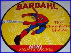 Vintage Spiderman Tv Show & Bardahl Gasoline Movie 12 Porcelain Metal Oil Sign