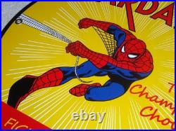Vintage Spiderman Tv Show & Bardahl Gasoline Movie 12 Porcelain Metal Oil Sign