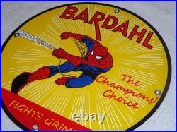 Vintage Spiderman Tv Show & Bardahl Gasoline Movie 12 Porcelain Metal Oil Sign