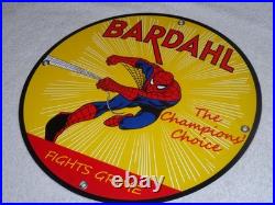 Vintage Spiderman Tv Show & Bardahl Gasoline Movie 12 Porcelain Metal Oil Sign