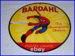 Vintage Spiderman Tv Show & Bardahl Gasoline Movie 12 Porcelain Metal Oil Sign