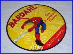 Vintage Spiderman Tv Show & Bardahl Gasoline Movie 12 Porcelain Metal Oil Sign