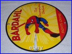 Vintage Spiderman Tv Show & Bardahl Gasoline Movie 12 Porcelain Metal Oil Sign