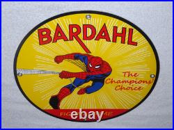 Vintage Spiderman Tv Show & Bardahl Gasoline Movie 12 Porcelain Metal Oil Sign