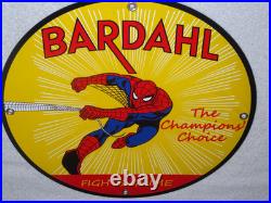 Vintage Spiderman Tv Show & Bardahl Gasoline Movie 12 Porcelain Metal Oil Sign