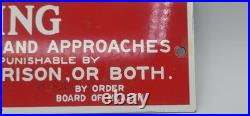 Vintage Spitting On Stations Platforms $500 Fine Porcelain Enameled Metal Sign