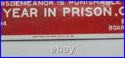 Vintage Spitting On Stations Platforms $500 Fine Porcelain Enameled Metal Sign