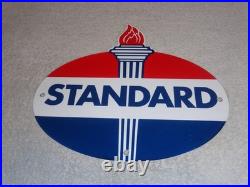 Vintage Standard Gas Torch & Flame 11 3/4 Porcelain Metal Gasoline & Oil Sign