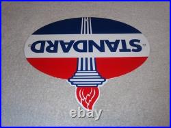 Vintage Standard Gas Torch & Flame 11 3/4 Porcelain Metal Gasoline & Oil Sign