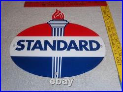 Vintage Standard Gas Torch & Flame 11 3/4 Porcelain Metal Gasoline & Oil Sign Vintage Standard Gas Torch & Flame 11 3/4 Porcelain Metal Gasoline & Oil Sign