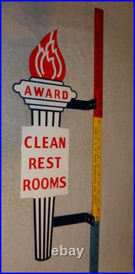 Vintage Standard Gasoline Torch Clean Restroom 2' Huge Metal Award Bathroom Sign