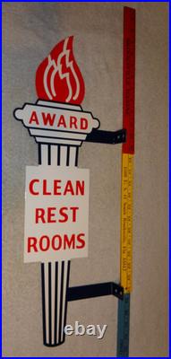 Vintage Standard Gasoline Torch Clean Restroom 2' Huge Metal Award Bathroom Sign