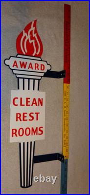 Vintage Standard Gasoline Torch Clean Restroom 2' Huge Metal Award Bathroom Sign