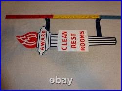 Vintage Standard Gasoline Torch Clean Restroom Huge 2' Metal Award Bathroom Sign
