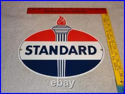 Vintage Standard Gasoline Torch & Flame 12 Porcelain Metal Gas Station Oil Sign