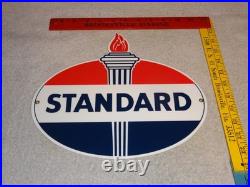 Vintage Standard Gasoline Torch & Flame 12 Porcelain Metal Gas Station Oil Sign