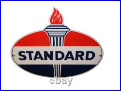 Vintage Standard Gasoline Torch & Flame 12 Porcelain Metal Gas Station Oil Sign