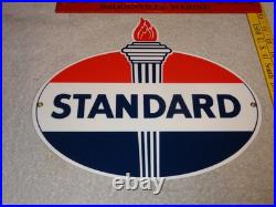 Vintage Standard Gasoline Torch & Flame 12 Porcelain Metal Gas Station Oil Sign