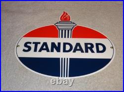 Vintage Standard Gasoline Torch & Flame 12 Porcelain Metal Gas Station Oil Sign