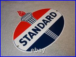 Vintage Standard Gasoline Torch & Flame 12 Porcelain Metal Gas Station Oil Sign