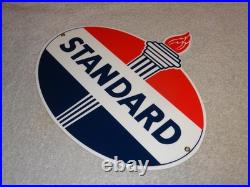 Vintage Standard Gasoline Torch & Flame 12 Porcelain Metal Gas Station Oil Sign