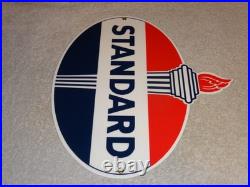 Vintage Standard Gasoline Torch & Flame 12 Porcelain Metal Gas Station Oil Sign