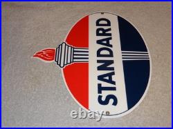 Vintage Standard Gasoline Torch & Flame 12 Porcelain Metal Gas Station Oil Sign