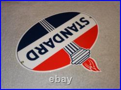 Vintage Standard Gasoline Torch & Flame 12 Porcelain Metal Gas Station Oil Sign