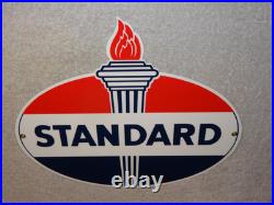 Vintage Standard Gasoline Torch & Flame 12 Porcelain Metal Gas Station Oil Sign