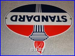 Vintage Standard Gasoline Torch & Flame 12 Porcelain Metal Gas Station Oil Sign