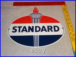 Vintage Standard Gasoline Torch & Flame 12 Porcelain Metal Gas Station Oil Sign