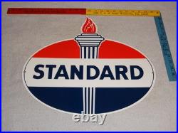 Vintage Standard Gasoline Torch & Flame 18 Porcelain Metal Gas Station Oil Sign